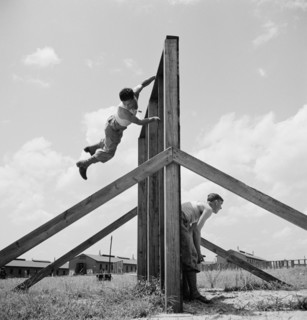 Enlisted Men Going Through Obstacle Course, Air Service Command, Daniel Field, Georgia, USA, Jack Delano for Office of War Information, July 1943