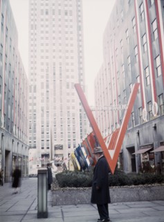 United Nations Exhibit by Office of War Information (OWI), Rockefeller Plaza, View of Entrance from Fifth Avenue, New York City, New York, USA, Marjorie Collins for Office of War Information, March 19...