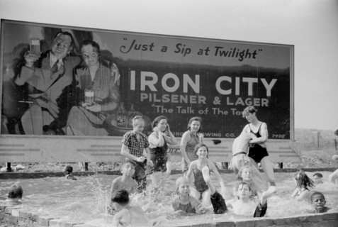 Homemade Swimming Pool for Steelworkers' Children, Pittsburgh, Pennsylvania, USA, Arthur Rothstein for Farm Security Administration, July 1938