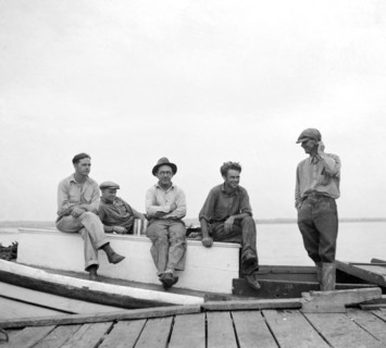 Oystermen at Rest, Rock Point, Maryland, USA, Arthur Rothstein for Farm Security Administration, September 1936