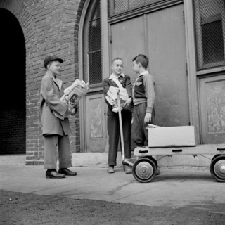 Boys Bringing Their Weekly Contribution of Scrap Paper to School during Scrap Salvage Campaign, Victory Program, Washington DC, USA, Marjorie Collins for Office of War Information, August 1942