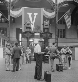 People Waiting for Trains, Pennsylvania Station, New York City, New York, USA, Marjorie Collins for Office of War Information, August 1942