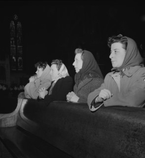 Women Factory Workers Attending Mass at 9am Sunday Directly after Working Third Shift, Buffalo, New York, USA, Marjorie Collins for Office of War Information, April 1943