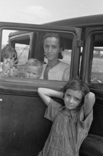 Family of Migratory Fruit Worker from Tennessee now Camped in Field near Packinghouse, Winterhaven, Florida, USA, Arthur Rothstein for Farm Security Administration (FSA), January 1937