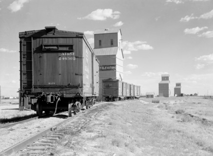 Freight Trains and Grain Elevators, Dumas, Texas, USA, Arthur Rothstein for Farm Security Administration (FSA), July 1936