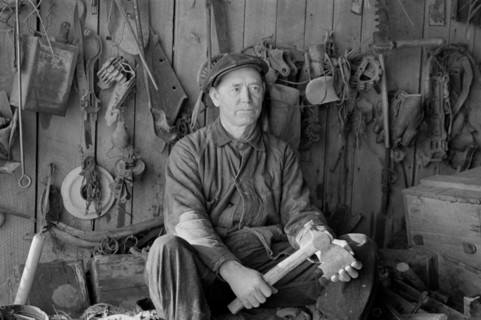 Farmer in his Tool house, near McLeansboro, Illinois, USA, Russell Lee, January 1937