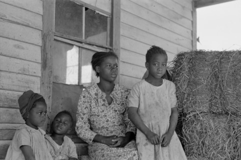 Sharecropper Family on Cabin Porch, New Madrid County, Missouri, USA, Russell Lee, May 1938