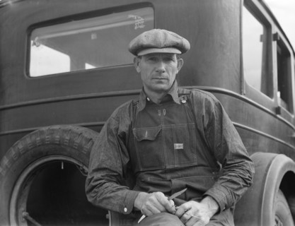 Drought Refugee from Polk, Missouri, Awaiting Opening of Orange Picking Season, Porterville, California, USA, Dorothea Lange for Farm Security Administration, November 1936