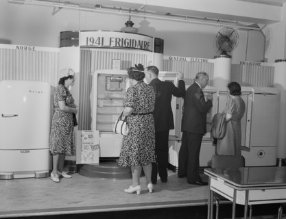 Buying Refrigerators, Crowley-Milner Department Store, Detroit, Michigan, USA, Arthur S. Siegel for Office of War Information, July 1941