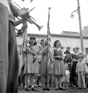 Girl Flag Bearers at Decoration Day Ceremonies, Gallipolis, Ohio, USA, Arthur S. Siegel for Office of War Information, June 1943