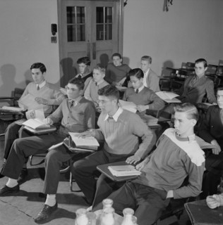 Teenage Boys in Classroom, Woodrow Wilson High School, Washington DC, USA, Esther Bubley for Office of War Information, October 1943