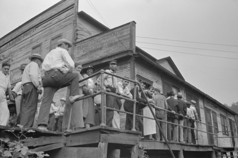 Coal Mine Employees Waiting to be Paid, Osage, West Virginia, USA, Marion Post Wolcott for Farm Security Administration, September 1938