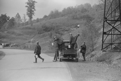 Coal Miners Arriving at Work, Maidsville, West Virginia, USA, Marion Post Wolcott for Farm Security Administration, September 1938