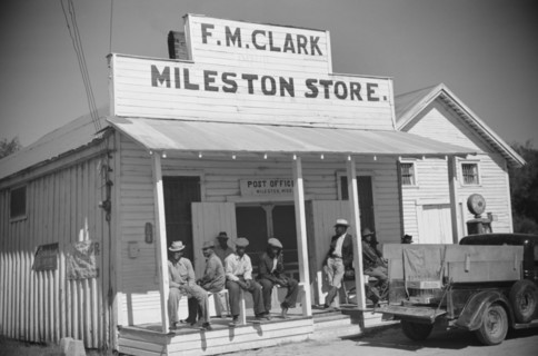 Tenant Farmers on Porch of Store and Post Office, Mileston, Mississippi, USA, Marion Post Wolcott for Farm Security Administration, October 1939