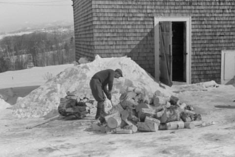 Man Splitting Wood for Winter Fuel, Lisbon, New Hampshire, USA, Marion Post Wolcott for Farm Security Administration, March 1940