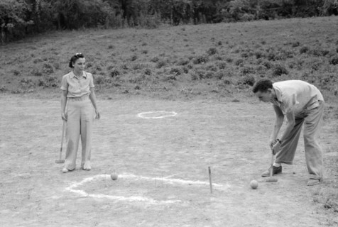 Two People Playing Croquet at American Legion Fish Fry, Oldham County, near Louisville, Kentucky, USA, Marion Post Wolcott for Farm Security Administration, August 1940