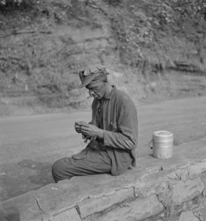 Coal Miner Waiting for Ride Home after Work, Capels, West Virginia, USA, Marion Post Wolcott for Farm Security Administration, September 1938