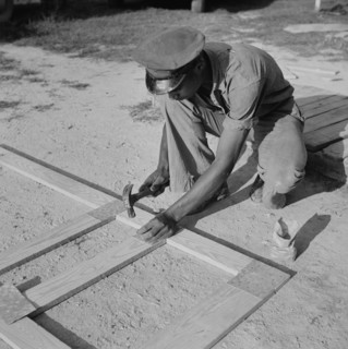 Man Building Home Screen Door, Ridge, Maryland, USA, Marion Post Wolcott for Farm Security Administration, July 1941