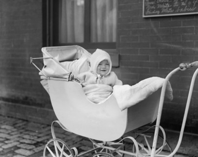 Smiling Baby in Carriage, Washington DC, USA, National Photo Company, 1921