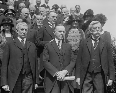 U.S. Politician Elihu Root, U.S. President Calvin Coolidge and Associate Justice of U.S. Supreme Court Oliver Wendell Holmes, Jr., Portrait, Washington DC, USA, National Photo Company, June 1924