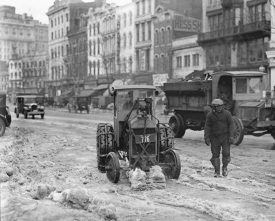 Ford Tractor Removing Snow from Street, Washington DC, USA, National Photo Company, 1924