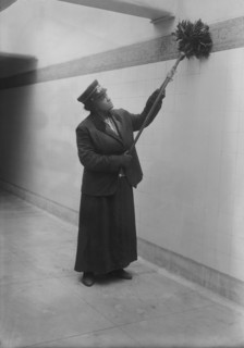 Subway Porter with Duster at Subway Station, New York City, New York, USA, Bain News Service, December 1917