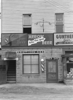 Barber Shop and Pool Hall, Berwyn, Maryland, USA, John Vachon for Farm Security Administration, September 1937