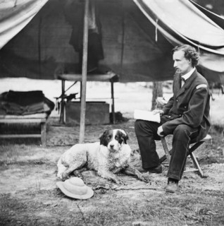 Lieutenant George A. Custer with Dog, Peninsula Campaign, Virginia, USA, by Alexander Gardner, 1862