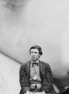 David E. Herold, Conspirator in Assassination of U.S. President Abraham Lincoln, Seated and Manacled, Washington Navy Yard, Washington DC, USA, by Alexander Gardner, April 1865