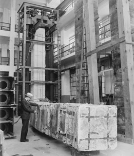 Worker at Bureau of Standards Testing Concrete Beams, Washington DC, USA, National Photo Company, August 1929