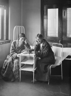 Two Patients Listening to Radio, Garfield Hospital, Washington DC, USA, National Photo Company, 1924