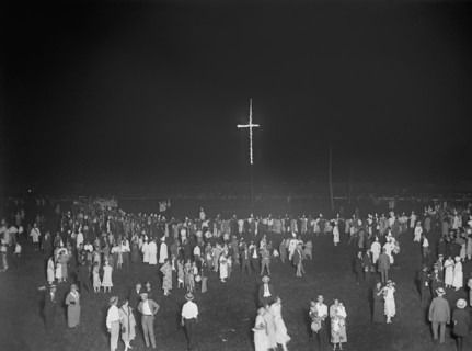 Burning 80-foot Cross at Ku Klux Klan Demonstration, Washington DC, USA, National Photo Company, August 1925