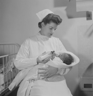 Nurse Feeding Newborn Baby, Fritz Henle for Office of War Information, November 1942