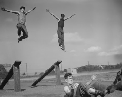 High School Victory Corps, Program Providing Training to Students Focusing on Skills Relevant to War Effort, Students on Obstacle Course, Flushing, New York, USA, William Perlitch, Office of War Infor...
