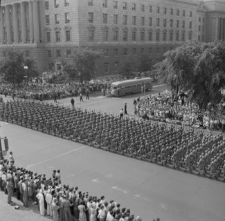 Troops Marching in Memorial Day Parade, Washington DC, USA, Royden Dixon, Office of War Information, May 1942