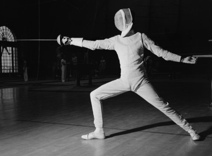 Fencing, U.S. Naval Academy, Annapolis, Maryland, USA, by Lieutenant Whitman for Office of War Information, July 1942