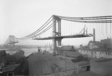 Manhattan Bridge Construction, View from Brooklyn, New York, USA, Bain News Service, March 1909