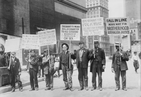 Parade of Unemployed Men Carrying Signs, New York City, New York, USA, Bain News Service, May 1909