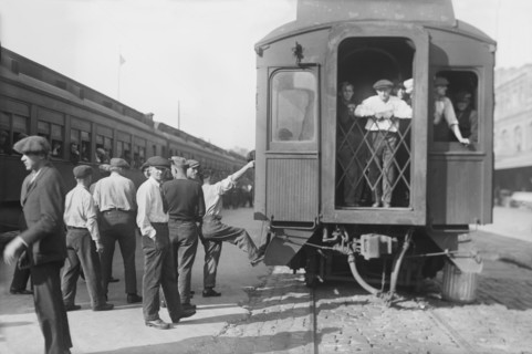 German Immigrants being Prepared for Deportation during World War I, Hoboken, New Jersey, USA, Bain News Service, 1918