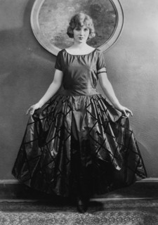 Actress Mary Minter, Fashion Portrait in Long Taffeta Dress with Velvet Ribbon, Bain News Service, 1921