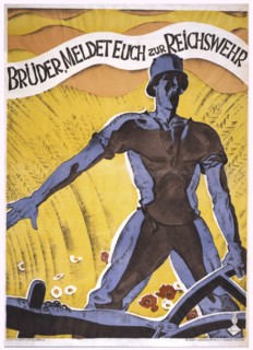 Soldier Holding Plow, World War I Recruitment Poster, Germany, 1918