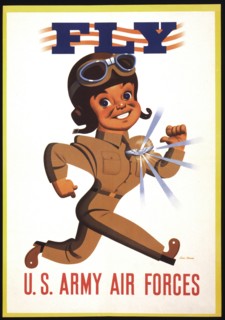 Pilot with Shining Wings Medal, "Fly, U.S. Army Air Forces", World War II Recruitment Poster, by Stan Ekman, USA, 1942