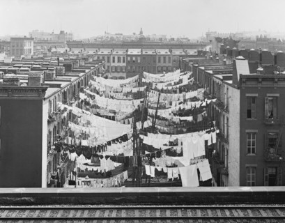 Laundry Hanging between Tenement Buildings, Park Avenue & 107th St, New York City, New York, USA, Detroit Publishing Company, 1900