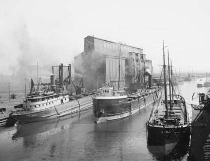 Great Northern Elevator and Cargo Ships, Buffalo, New York, USA, Detroit Publishing Company, 1900