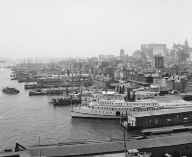 Riverfront Looking South from Brooklyn Bridge, New York City, New York, USA, Detroit Publishing Company, 1900
