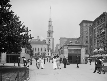 Park Street Church and Tremont Street Mall, Boston, Massachusetts, USA, Detroit Publishing Company, 1906
