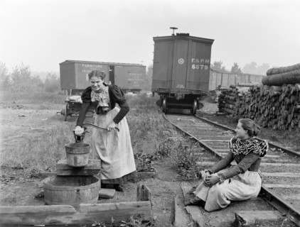 Two Young Paper Mills Workers Taking Break, Appleton, Wisconsin, USA, Detroit Publishing Company, 1895