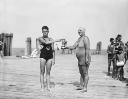 Two Swimmers Holding Trophy, Harris & Ewing, 1927