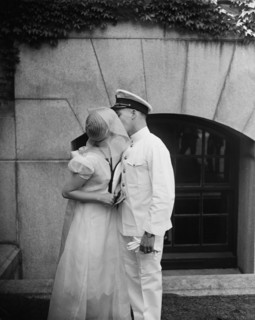 Naval Couple Kissing, U.S. Naval Academy, Annapolis, Maryland, USA, Harris & Ewing, May 1930