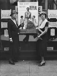 Two Women Standing with Sign Supporting Repeal of 18th Amendment, Sponsored by Women's Organization for National Prohibition Reform, Washington DC, USA, Harris & Ewing, 1932